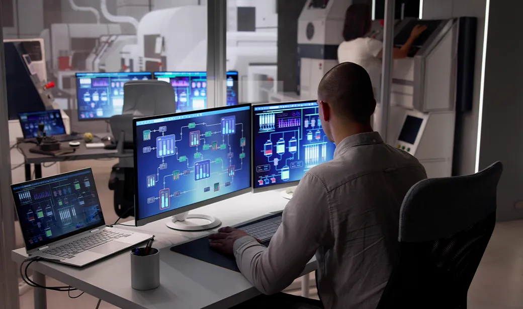 Person using computer in lab