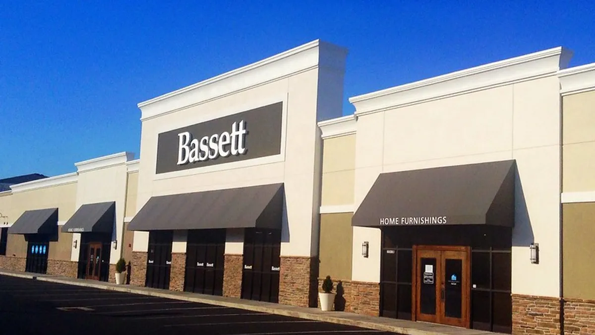 A Bassett Furniture storefront.