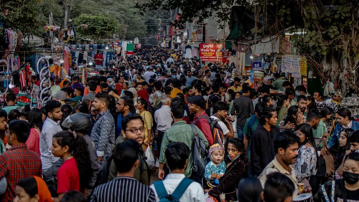 Shoppers crowd in huge numbers at a market area on November 12, 2022 in New Delhi, India.