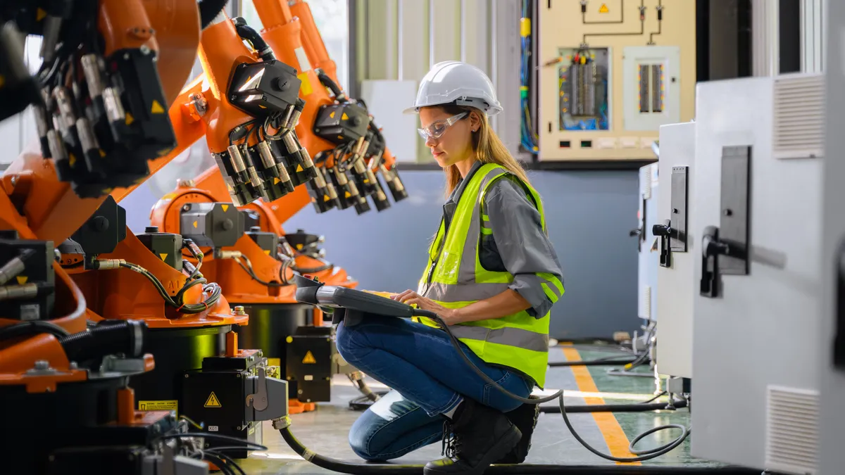 Engineer working with machinery